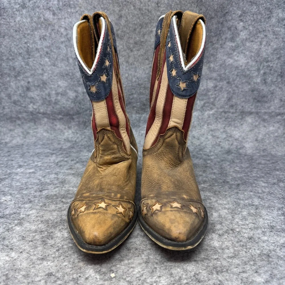 Dan Post Stars Stripes American Flag Leather Cowboy Boots Youth Sz 2.5 Kids